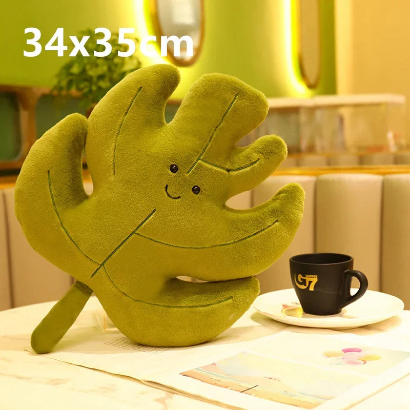 Plush Leaf Pillow Kawaii Plushie Lifelike Cushion Room Decor Stuffed Plant Toy 3D Leaves Household Sofa Pillow Cute Green Girl