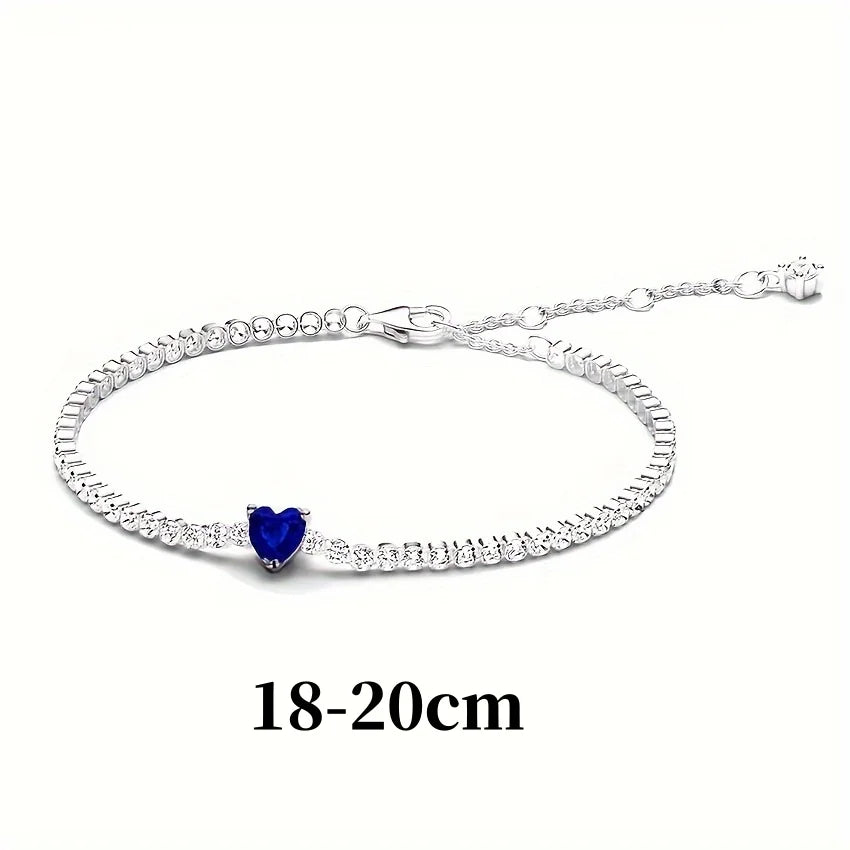 Luxury Original 925 Sterling Silver Necklace Bow Round CZ Red Heart Pendant Necklace Charm Women Classic DIY Gift Making