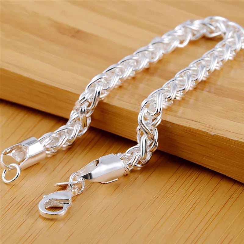 Wholesale 925 Sterling Silver Bracelets Jewelry Chain Women Lady Men 6mm 4MM High Quality Valentine Gift Beautiful Factory Price