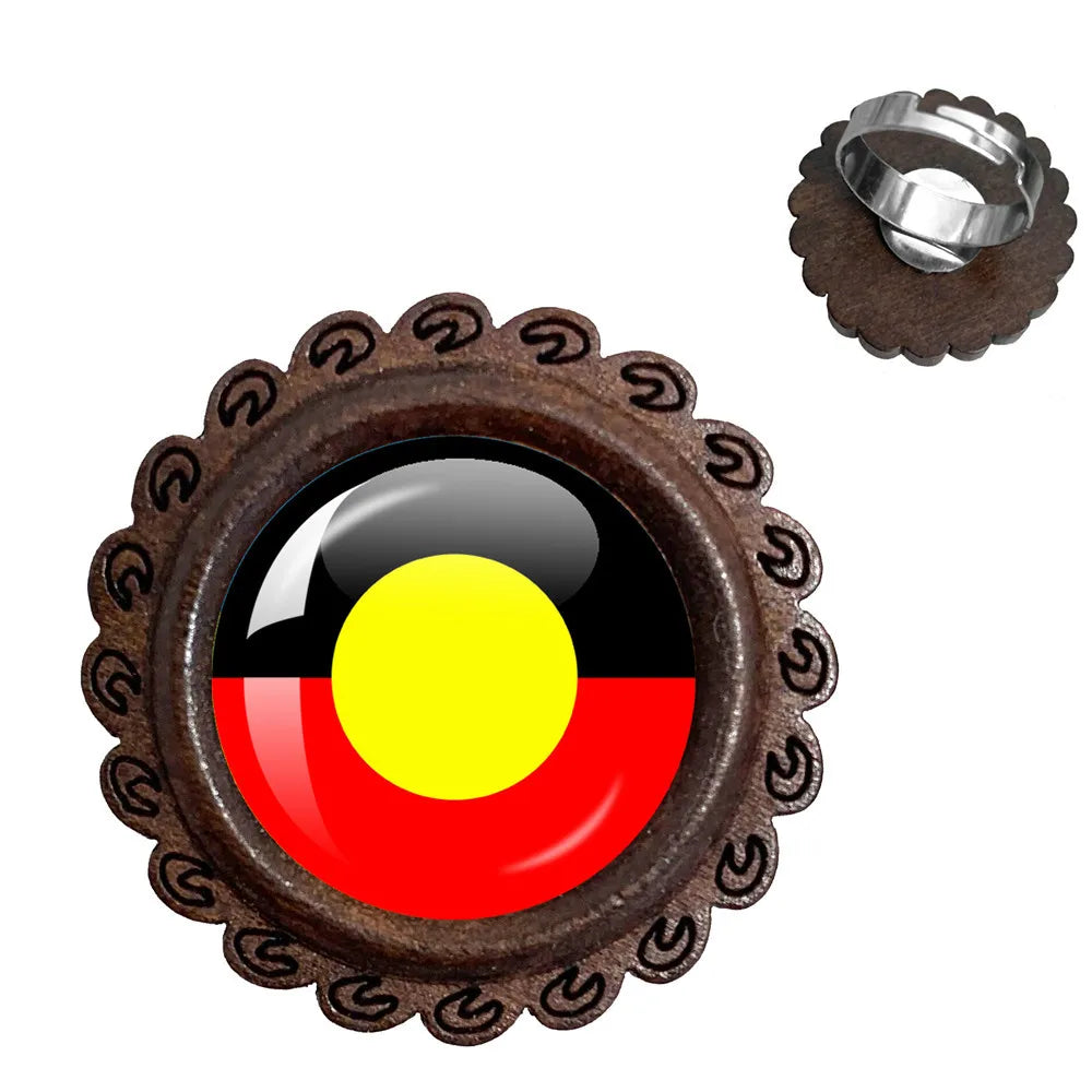 Australian Aboriginal Flag National Emblem Dangle Glass 25mm Key Chain Fashion  Key Chains Glass Cabochon Lady  Key Chains Jewel