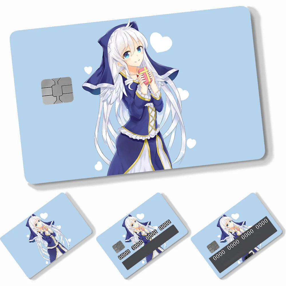 Anime KonoSuba Card Stickers 4pcs PVC Credit Card Skin Stickers Removable Self-adhesive Protective Film