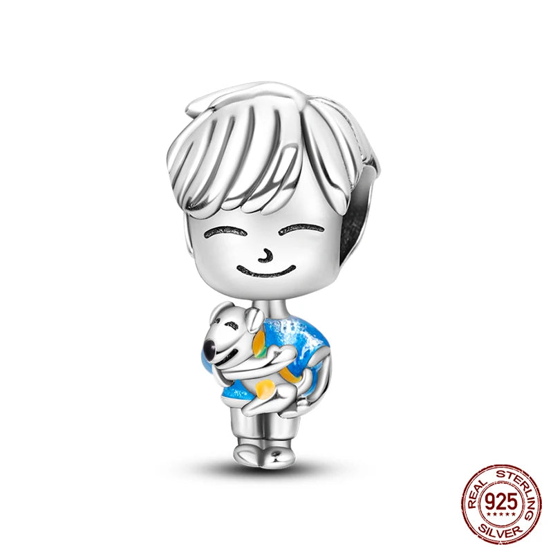 Fit Qikaola 925 Original Bracelet Fashion Bee Astronaut Eiffel Tower 925 Silver Charms Beads Fine DIY Birthday Jewelry For Women