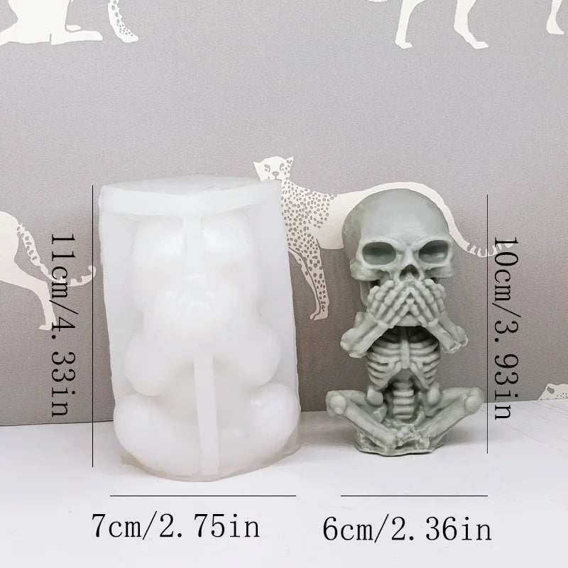 Halloween Fun Skull Silicone Mold 3D Stacked Skull Candle Soap Plaster Crafts Resin Molds Home Decor Halloween Gift Making Tool
