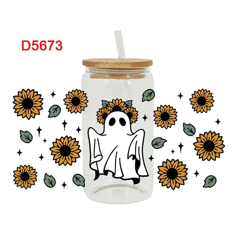 3D UV DTF Transfers Stickers, 16oz, Cup Wraps, Halloween Printed for DIY Glass Ceramic Metal Leather, Etc. D5666
