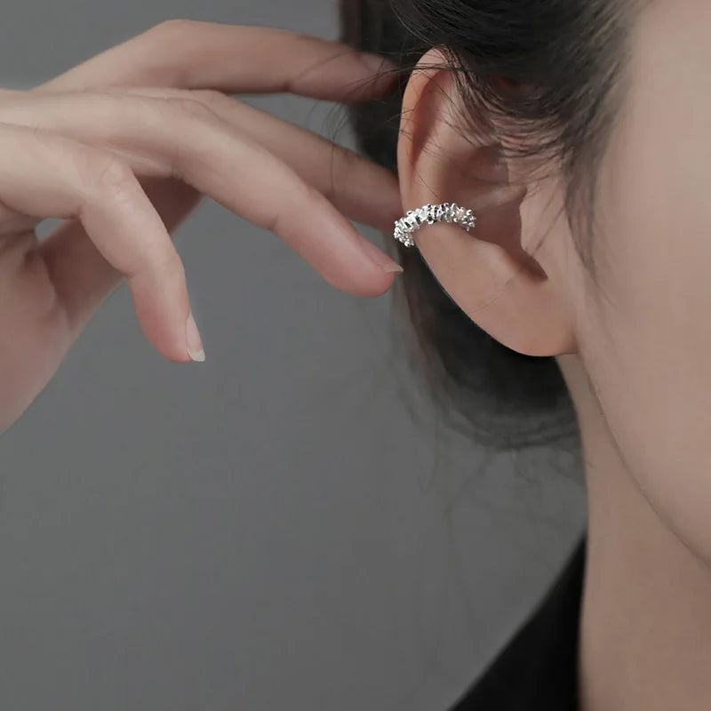 Korean Exquisite Zircon Star Ear Clip for Women Without Piercing Long Tassel Sweet Ear Cuff Clip Earrings Wedding Jewelry Gift