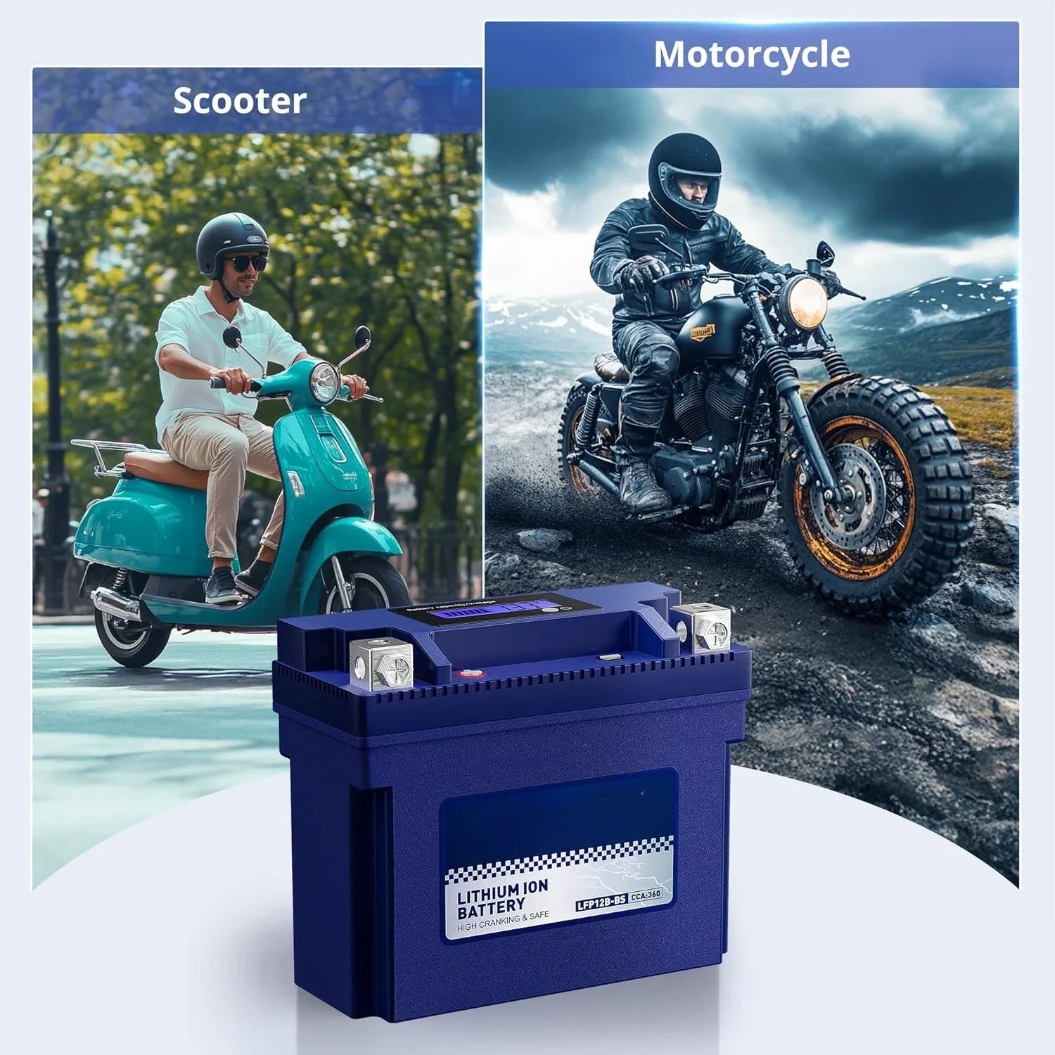YT12B-BS, 3X Cranking Amps,Lithium LiFePO4 Motorcycle Battery, 12V 6Ah, 360CCA,Powersports Battery, Compatible for Ducati