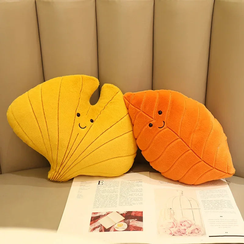 Plush Leaf Pillow Kawaii Plushie Lifelike Cushion Room Decor Stuffed Plant Toy 3D Leaves Household Sofa Pillow Cute Green Girl