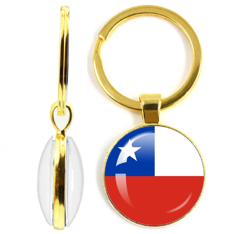 National Flag Glass Double-Sided Keychain Ethiopia Islas Canarias Kenya Sudan Madeira Melilla South Sudan Ceuta Seychelles