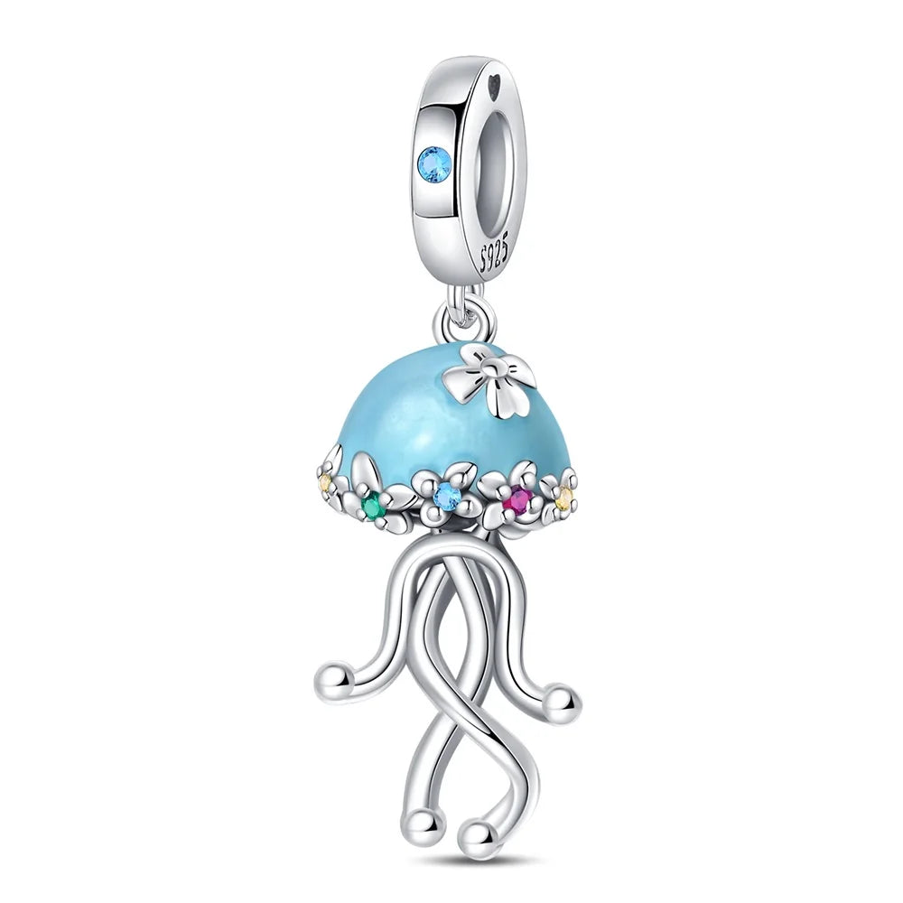 Underwater World 925 Sterling Silver Ocean Octopus Seashell Seahorse Starfish Pendant Fit DIY Bracelet Necklace Boutique Gift