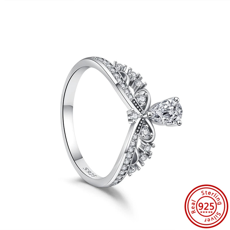 Sale 925 Sterling Silver Women Rings Moon Four Leaf Clover Snowflake CZ Original Sparkling For Women Pantaro Jewelry Anniversary