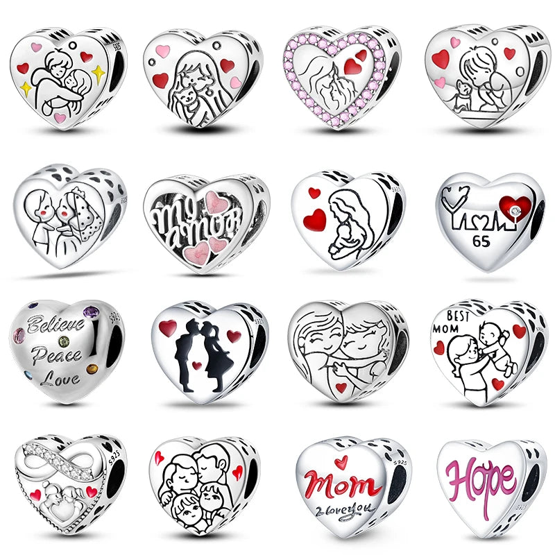 925 Sterling Silver Romantic Heart Series Charms Beads Fit Qikaola 925 Original Bracelet DIY Mother's Day Jewelry Gifts