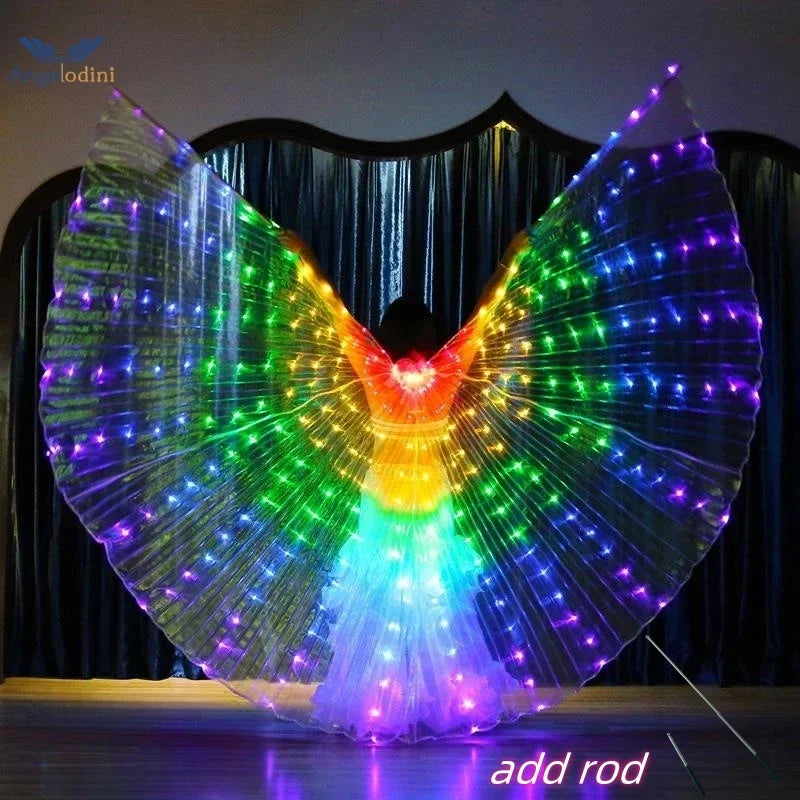 LED Luminescent Color Cloak Adult Children Dancers Luminous Butterfly Wing Stage Performance Belly Dancing Party Photo Prop