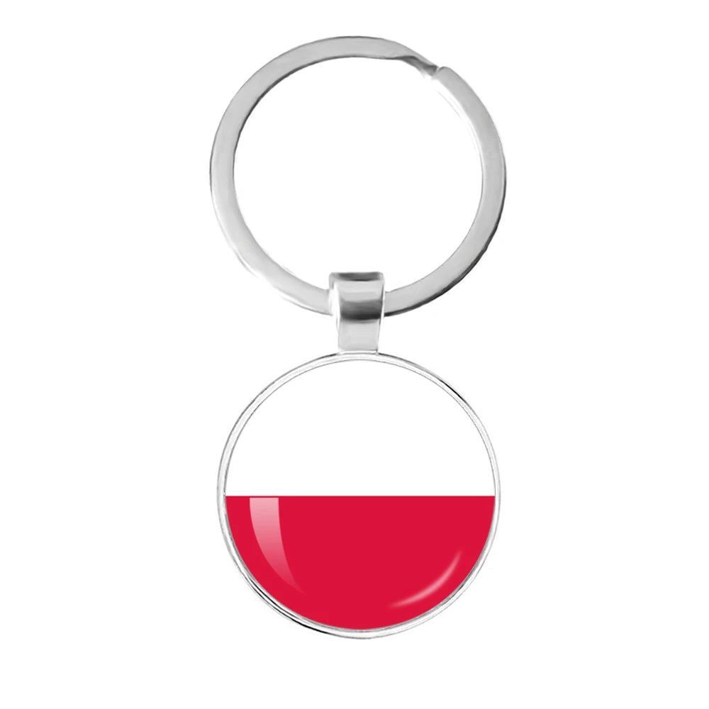 France,Poland,PuertoRico,Montenegro,Yugoslavia,Angola,Philippines,Japan,Senegal Glass Cabochon National Flag Keychain Keyholder