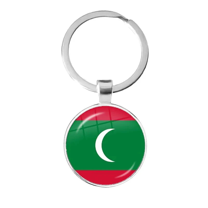 Iraq, Yemen, Nepal, Bangladesh, Maldives, Lebanon Flag Keychain 25mm Glass Keychain As a Gift To Friends  Gift