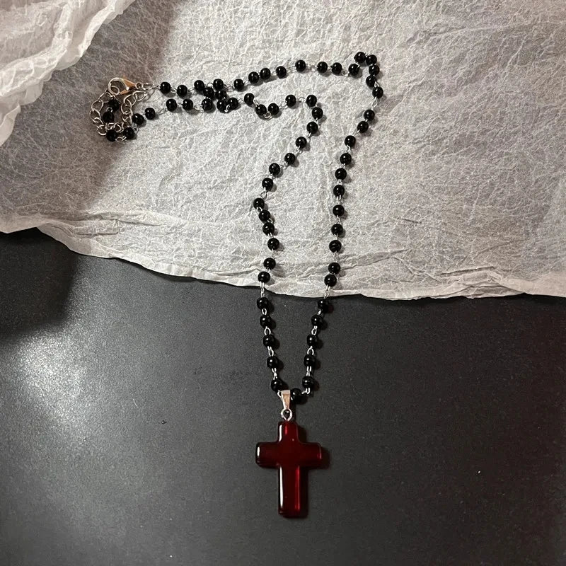 Y2k Love Heart Necklace for Women Fashion Hip Hop Red Hearts Pink Pendants Necklaces Rope Chain Girls Rave Gift Gothic Jewelry