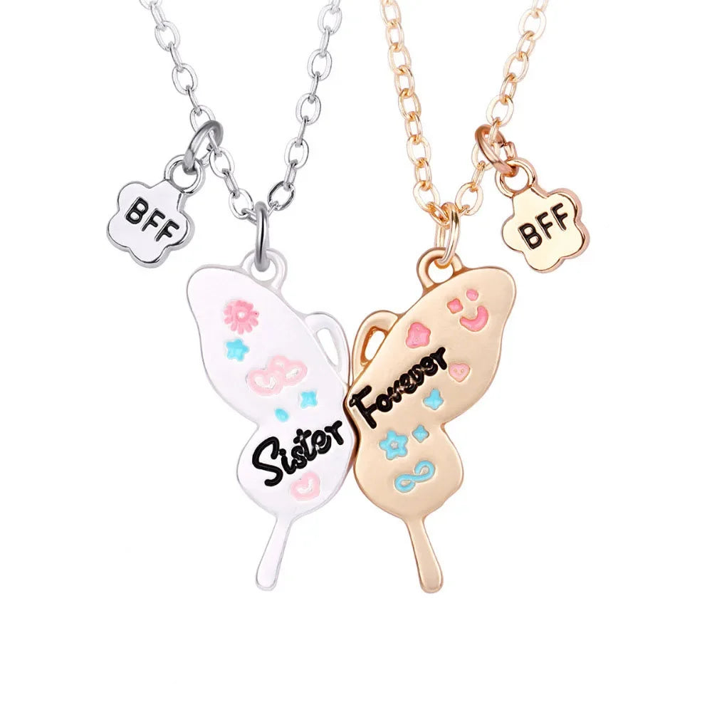 Elviragirl 2Pcs/set Cute Animal Unicorn Pony Koala Butterfly Best Friend Necklace BFF Friendship Jewelry Gifts for Girls