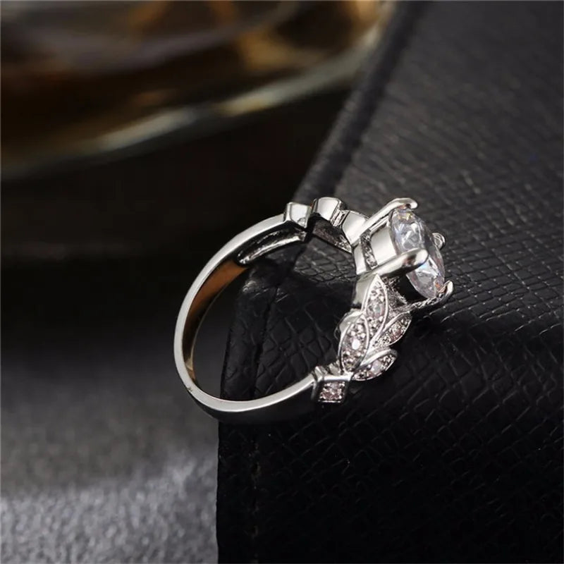 Exquisite Fashion Silver Color Engagement Rings for Women Fashion White Zircon Stones Ring Anniversary Bridal Wedding Jewelry