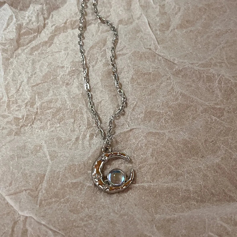 Simple Red Glass Cross Cherry Strawberry Heart Pendant Necklace for Women Stainless Steel Jewelry Accessories