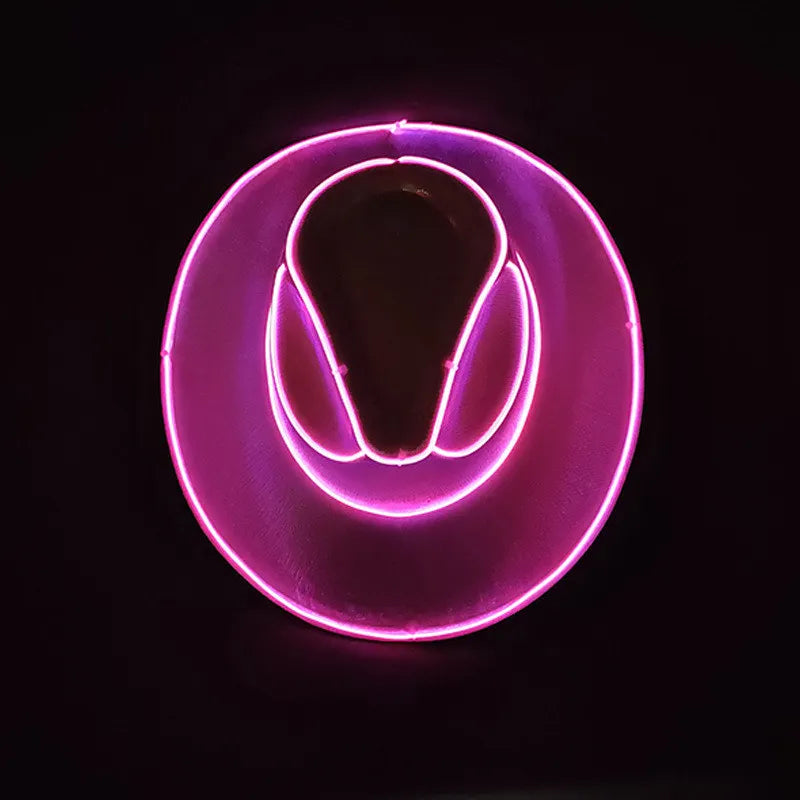 Bachelorette Party Supplies Bride Cowgirl Hat Glowing Light Bar Cap Wireless Disco Luminous Led Flashing Neon Western Cowboy Hat
