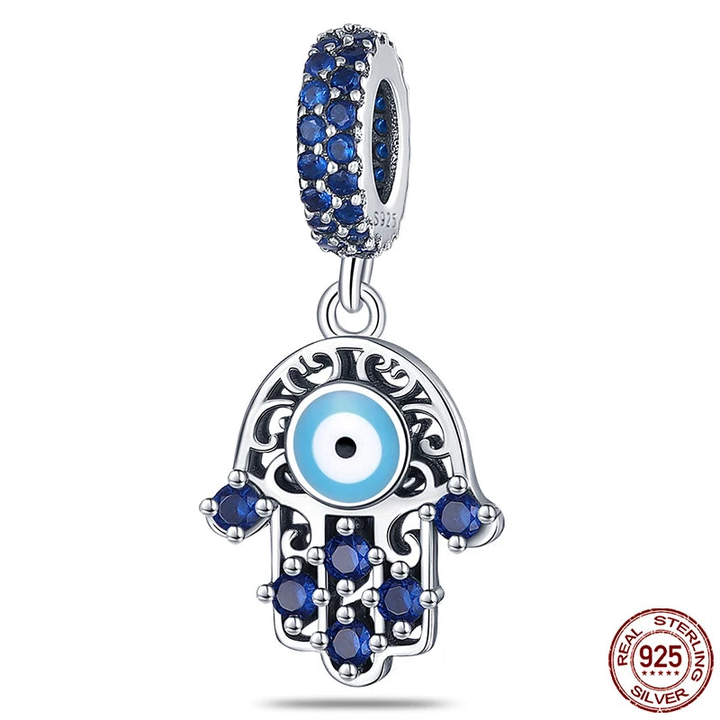 100% Real 925 Sterling Silver Classic Devil's Eye Charms Beads For Women Fit Original Qikaola Bracelets Fine DIY Jewelry Making