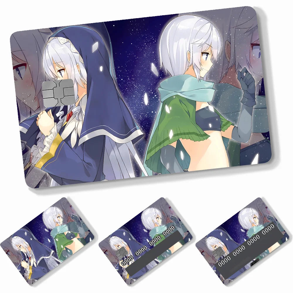 Anime KonoSuba Card Stickers 4pcs PVC Credit Card Skin Stickers Removable Self-adhesive Protective Film