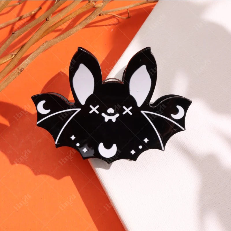 HANGZHI Dark Dragonfly Bat Spider Web Hair Clips Horror Exaggerates Halloween Hair Accessories for Women Kid New Funny Hairpin