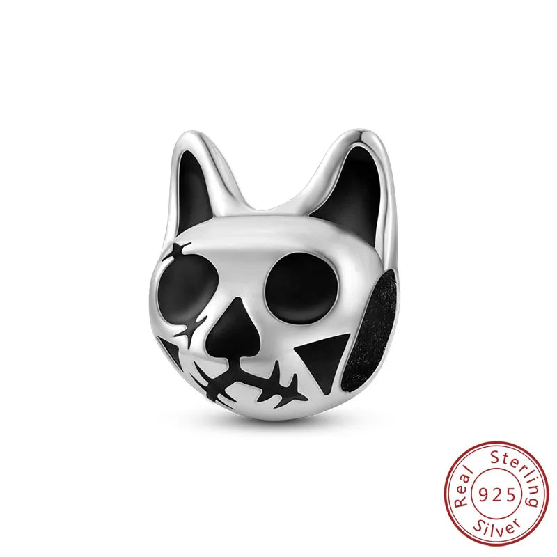 Halloween Charm Bead Pendant 925 Sterling Silver Pumpkin Witch Doll Skeleton Mummy Candy Charm Fit Original Bracelet DIY Jewelry