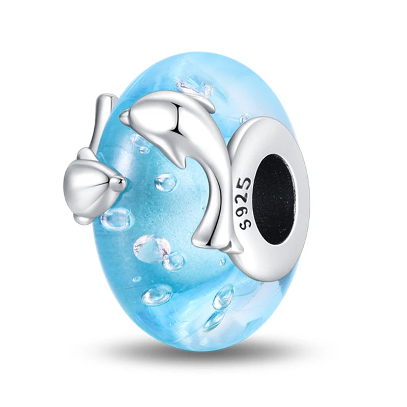 Fashion 925 Sterling Silver Summer Ocean World Series Sea Turtle Starfish Crab Octopus Charms Beads Fit 925 Bracelet DIY Jewelry