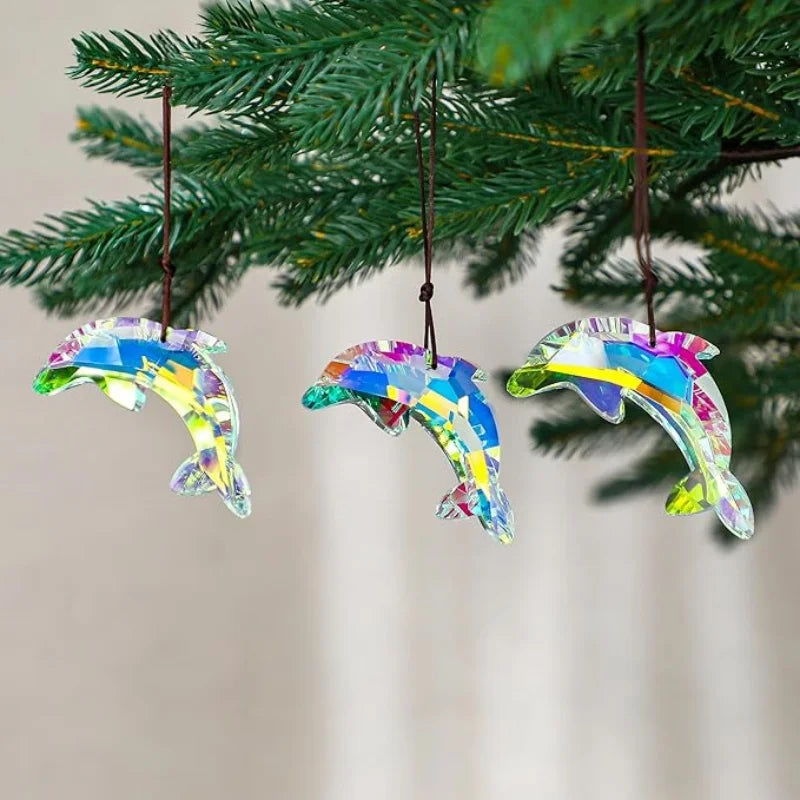 Crystal Hanging Butterfly Dolphin Prism Suncatcher Butterfly Sun Catcher for Window Garden  Indoor Outdoor Home Christmas Decor