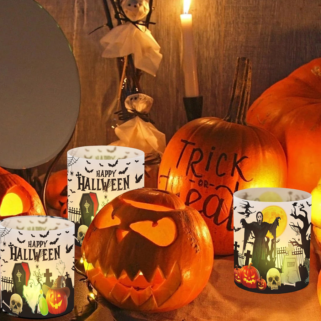 12pcs lantern table decoration for Halloween, party decoration table, Halloween lampshade, witch, pumpkin, bat, tombstone, suita