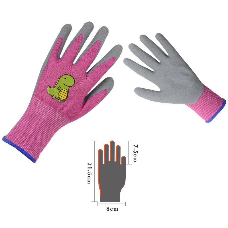 Gardening Gloves Kids Durable Waterproof Garden Work Gloves Non-Slip Children Safety Yard Work Gloves Portable Garden Supplies