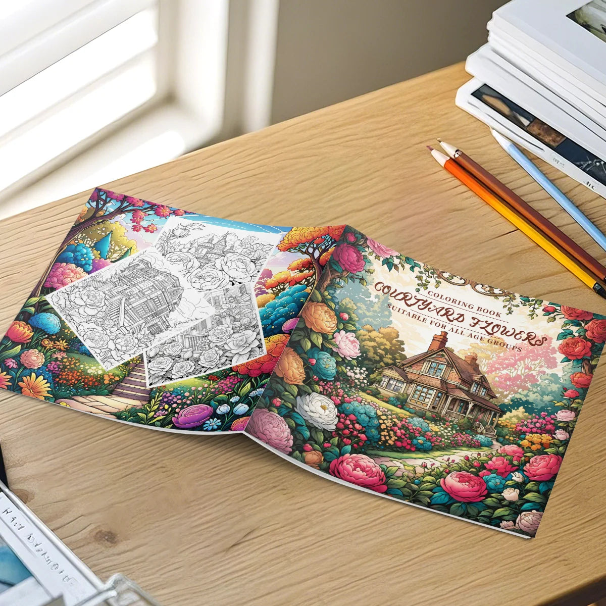 Garden Flowers Coloring Book for Adults Cute Comfy Daily Activities for Educational DIY Relaxation Children Drawing Books