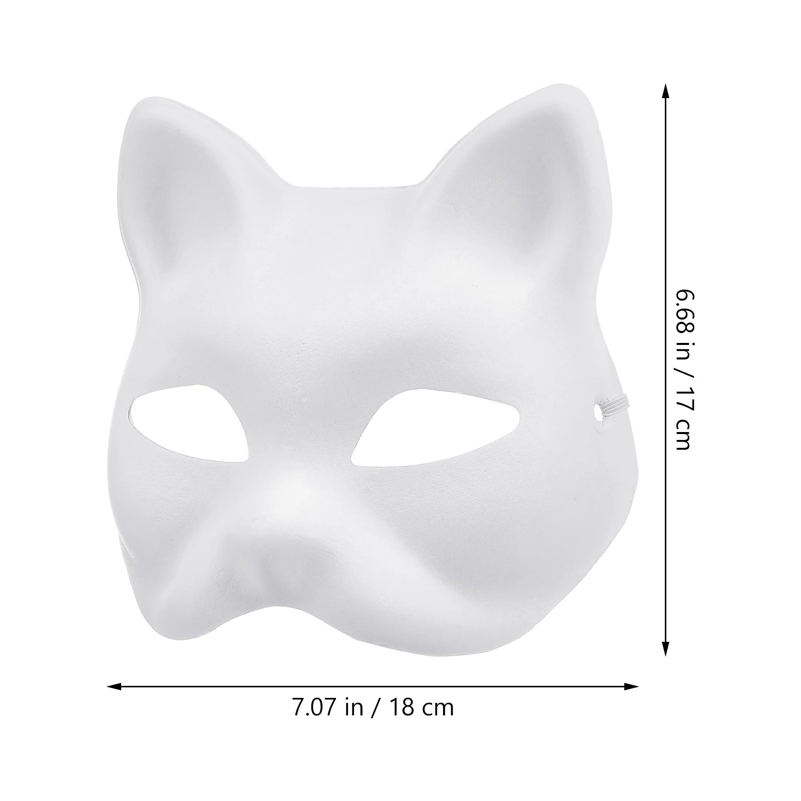 Blank Cat Cosplay Masks Embryo Plasma Cat Mask Paintable Halloween Mask White Half Face Mask Role-Playing Anime Party Costume
