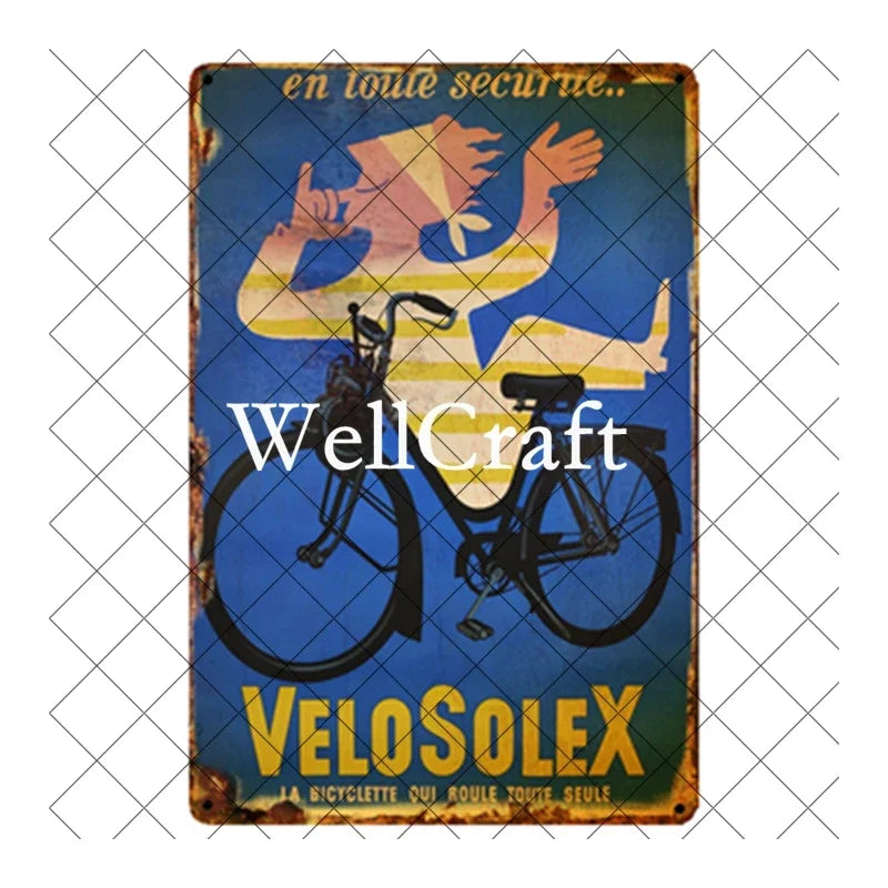 [ WellCraft ] Bicycle Velosolex Tin Signs Retro Bike Wall Plaque Pub Decor WX-11 vintage decor  home decor  room decor