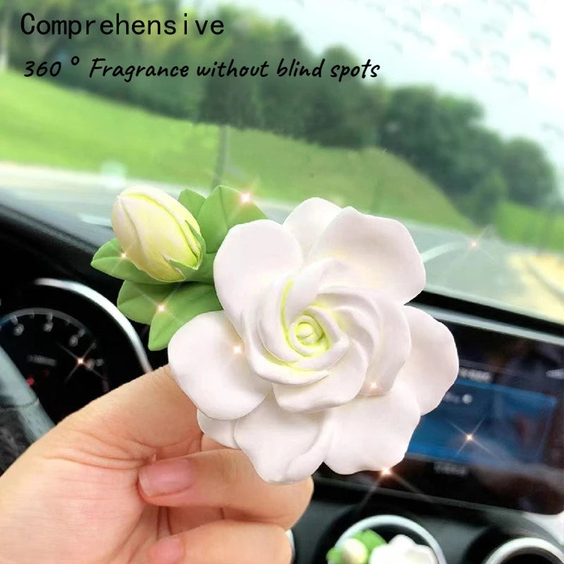 Elegant  gardenia car fragrance, car pendant 3D decoration, with its own aroma, lasting fragrance, souvenir, for friends, lovers