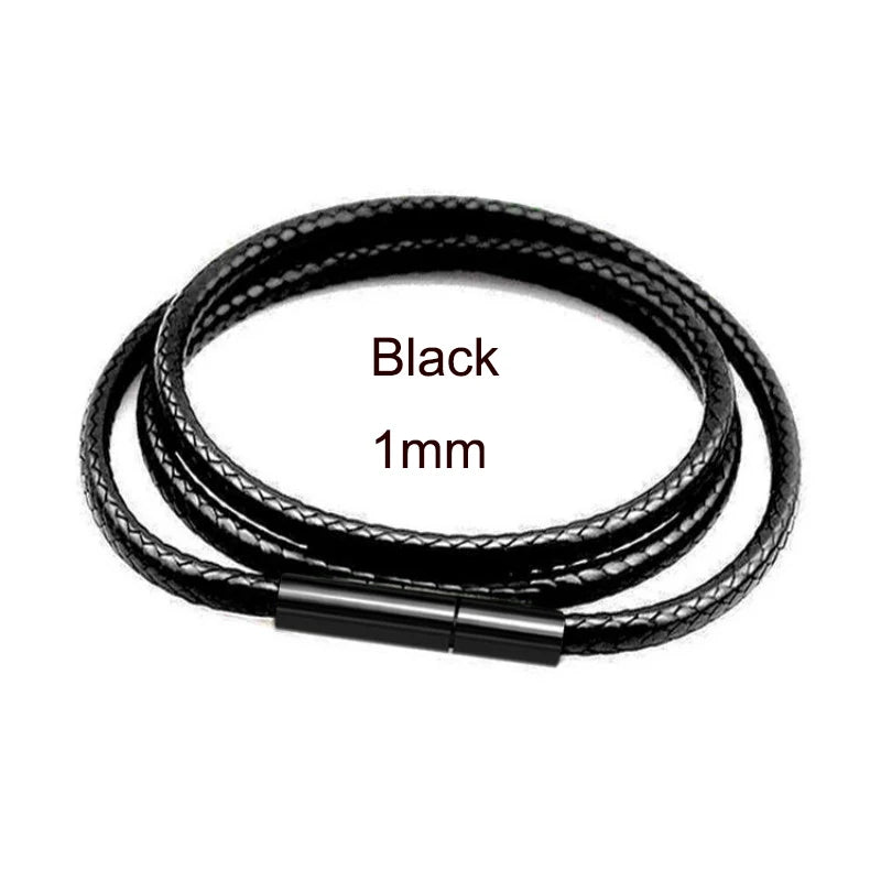 Black Leather Chain Necklace for Diy Women Men Handmade Braid Rope Long Necklace 40/50/60/70CM Neck Pendant Chain Jewelry Gift