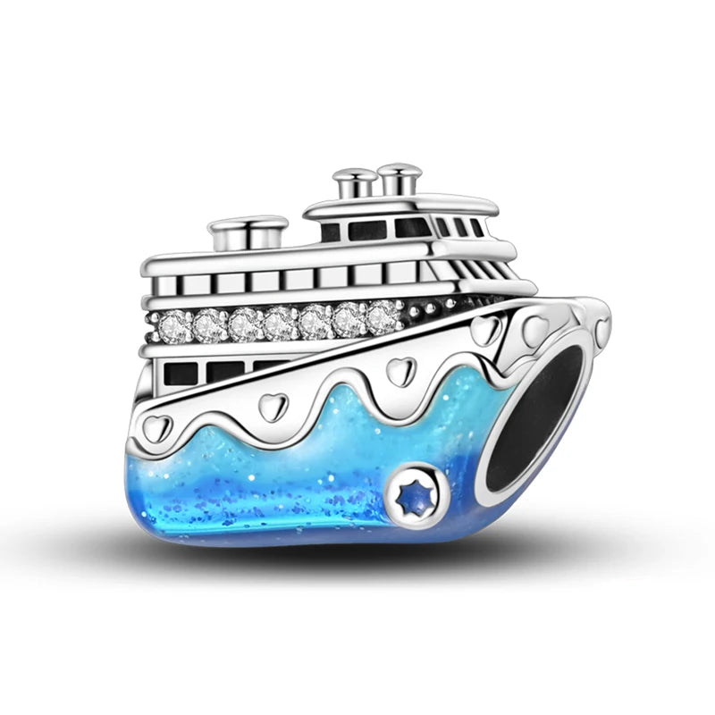 Ocean Trendy 925 Silver Dolphin Crab Boat Beach Charms Beads Fit 3mm Original Bracelets DIY Thoughtful Fine Jewelry Making Gifts