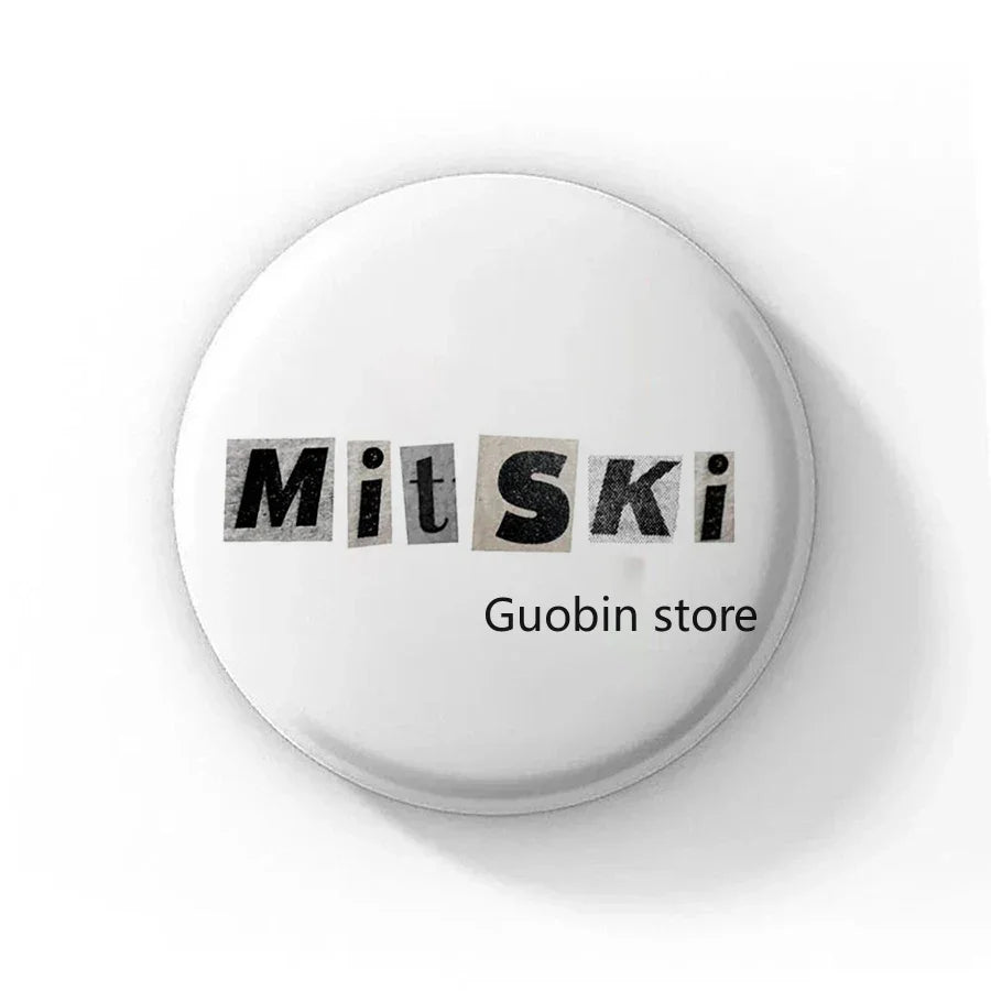 58mm Singer Mitski Enamel Pins Black and White Handmade Brooch Cartoon Cosplay Badge on Backpack Jewelry Accessories Gifts