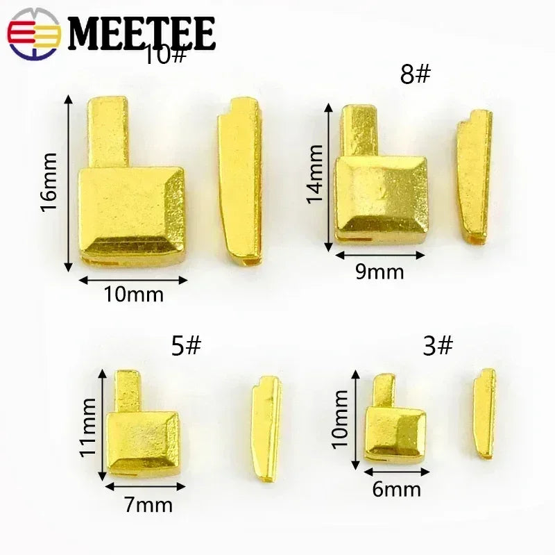 10-50Sets Meetee 3# 5# 8# 10# Open-End Zipper Tail Stopper Clothes Zippers Slider Bottom Socket Repair DIY Sewing Accessories
