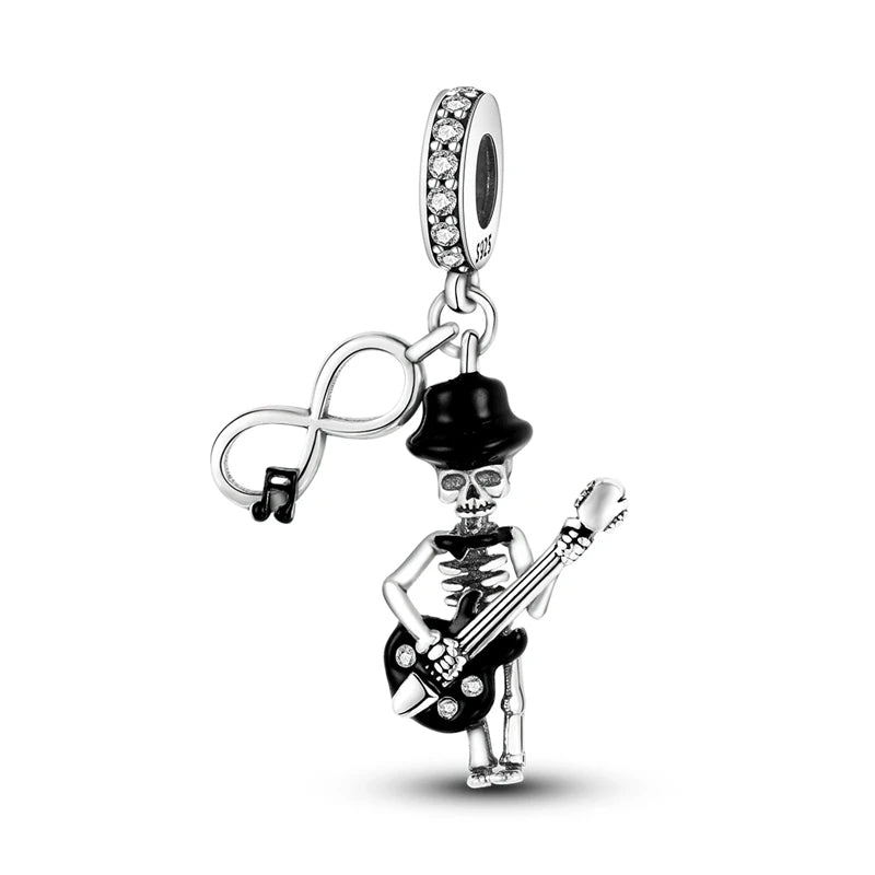 Original 925 Sterling Silver Halloween Charms Beads Pendant Pumpkin Witch Doll Skull Candy Charm Fit Bracelet DIY Jewelry Gift