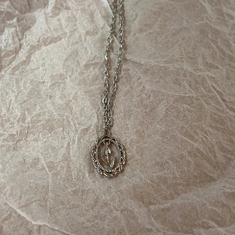 Simple Red Glass Cross Cherry Strawberry Heart Pendant Necklace for Women Stainless Steel Jewelry Accessories