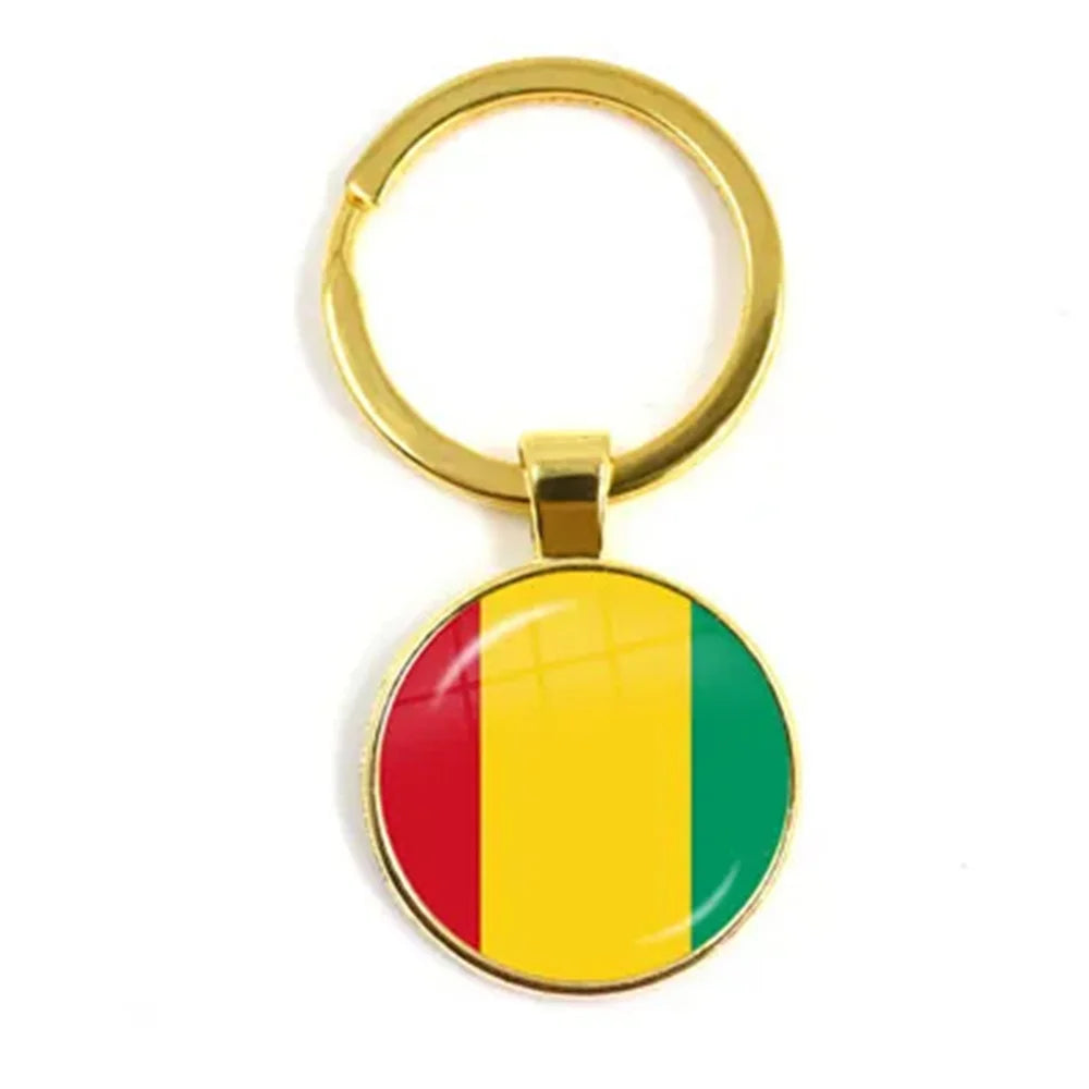 Western Sahara,Guinea,Saint Helena,Niger,Guinea-Bissau,Benin National Flag Keychain 25mm Glass Cabochon Key Rings For Gift