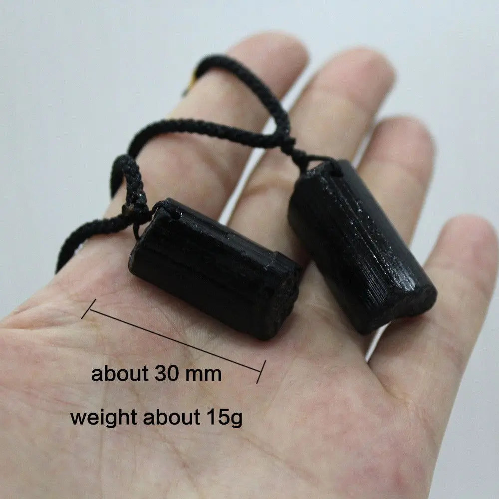 Women Black Healing Stone Necklace Crystal Gem Tourmaline Stone Pendant Specimen