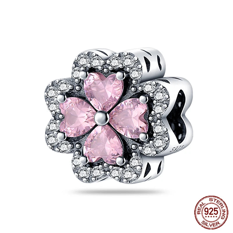 Real 925 Sterling Silver Pink Series Heart Charms Beads Fit Qikaola 925 Original Bracelets DIY Mother's Day Jewelry Gift For Mom