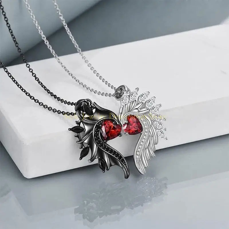 D46E Pendant Necklaces Angel Devil Wing Pendant Necklace Jewelry Alloy Material