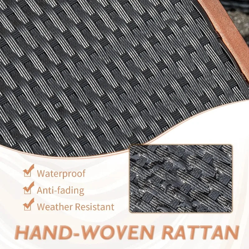 7 PCS Outdoor Patio Dining Set, Outdoor Patio Furniture Set, Rattan Chairs With Large Wood Table For Garden And Yard