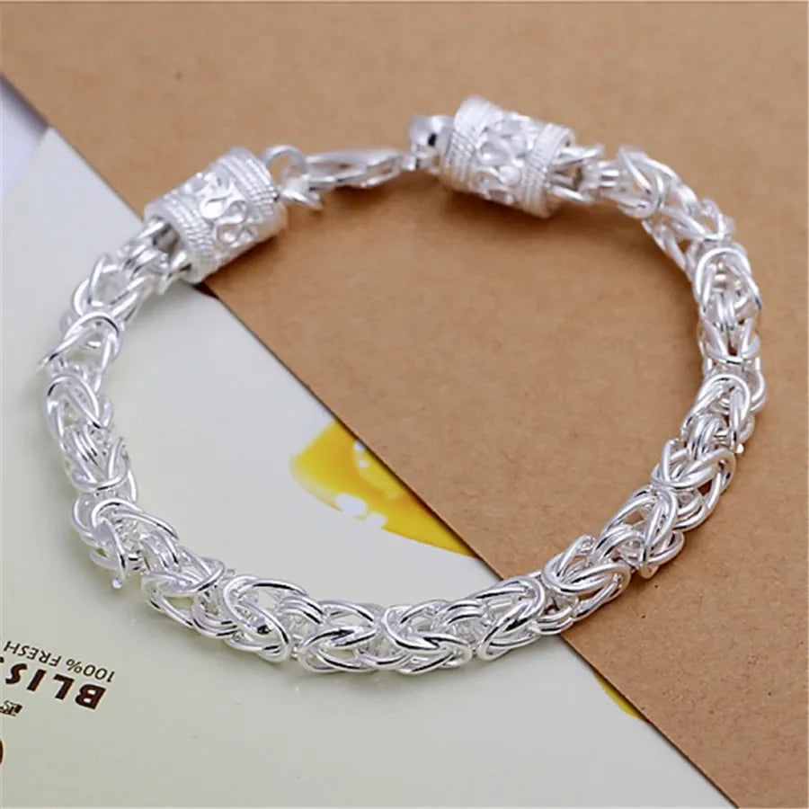 925 Sterling Silver Chain Exquisite Twisted Bracelet Fashion Charm Chain Women Men Solid Wedding Cute Simple Models Jewelry