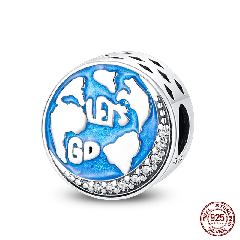 100% 925 Sterling Silver Hot Air Balloon Suitcase Graduation Travel Series Charm Beads Fit Qikaola Original Bracelet DIY Jewelry