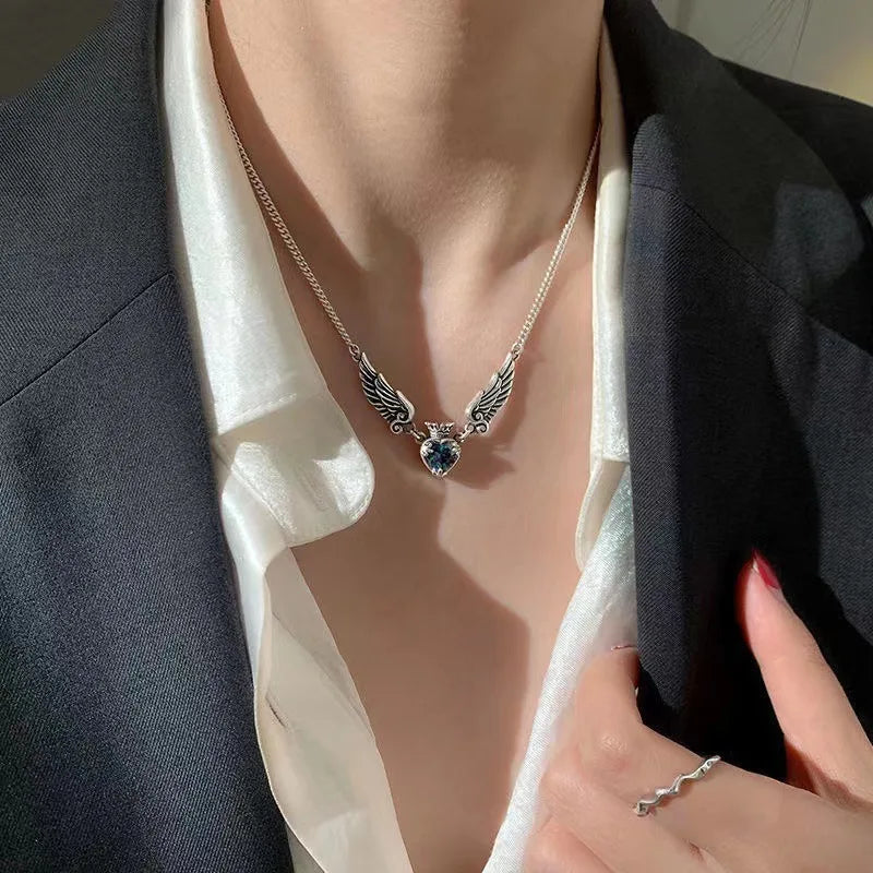 Y2K Star Zircon Pendant Necklace for Women Luxury Sweet Cool Girl Punk Heart Clavicle Chain 2024 New Fashion Jewelry Party Gift