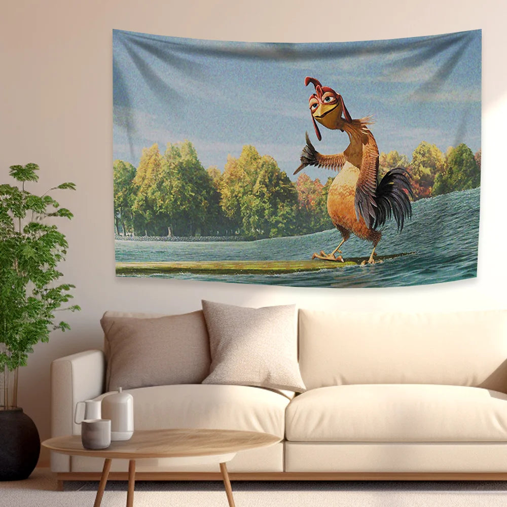 90X150CM Chicken Joe Surfs Up Funny Meme Abstract Cartoon Flag Tapestry Wall Hanging Bed Room Bar Aesthetic Room Decor